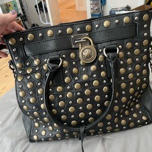Michael Kors brass studded Hamilton Lambskin leather